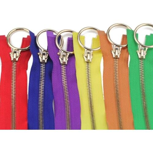 5# metal zinc rose gold circle sliders 60/70/80/90/100/120/150cm auto lock metal zipper