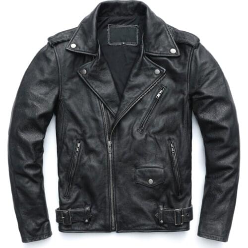 DHL Free Shipping Men Genuine Cowhide Leather Jackets Vintage Washed Black Brown Motorcycle Jacket Moto Biker Coat Autumn Winter