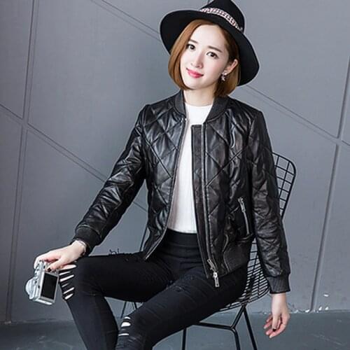 Leather Genuine Jacket Women Winter White Duck Down Jackets Short Slim Real Sheepskin Coat Female Outwear Coats LWL20255
