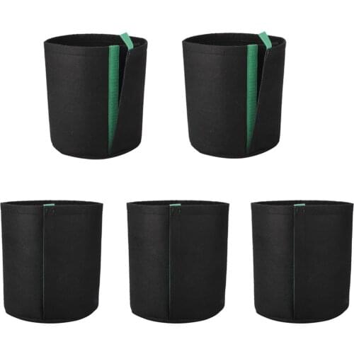 Plant Growth Bag Fabric Pots For Transplanting Garden Vase Durable Black Self-adhesive 5Pcs With Self-Adhesive Sides