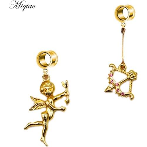 Miqiao 2pcs Hot New Product Stainless Steel Cupids Arrow Ear Expander 6mm-25mm Exquisite Human Body Piercing Jewelry