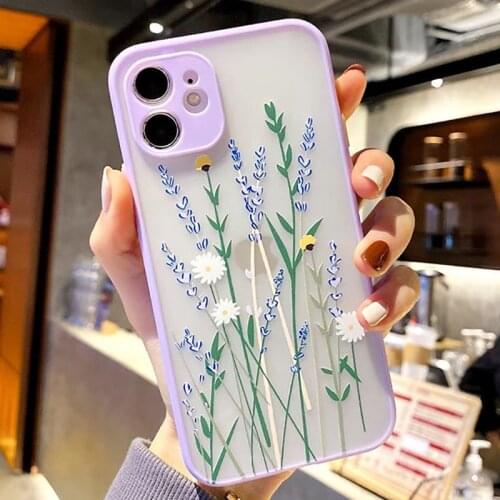 Fashion Flower Phone Case For iphone 11 12 Pro MAX Mini 6 6S 7 8 Plus XR X XS SE 2020 Shockproof Transparent Protection Cover