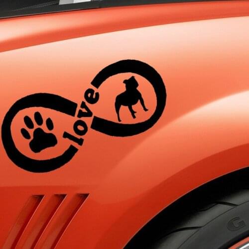 EmpireYing 3 Sizes 8 Colors Pet Footprint Cartoon Bull Terrier Love Bow Car Sticker Wall Door Decor Reflective Vinyl Decal Gifts