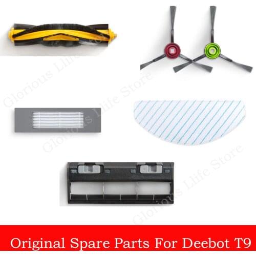 Original Hepa Filter Mop Pads Main brush Side Brush Roller Cover Suit For ECOVACS DEEBOT T9 Vacuum Cleaner Robot
