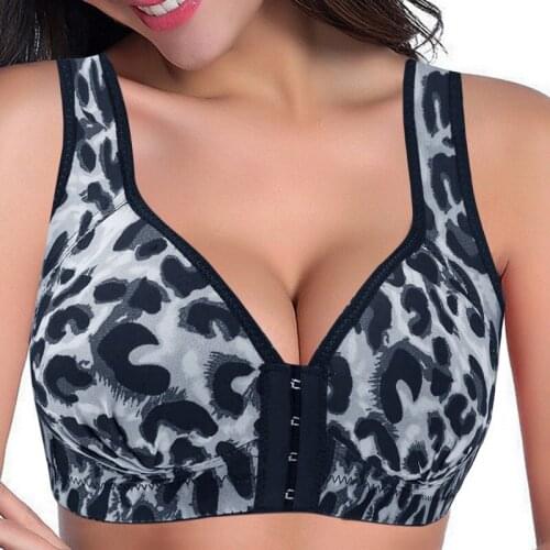 2021 New Fashion Sport Sexy Front buckle Leopard Thin Bras for Women Push Up Bra Wire Free Lingerie Bralette Underwear soft Vest