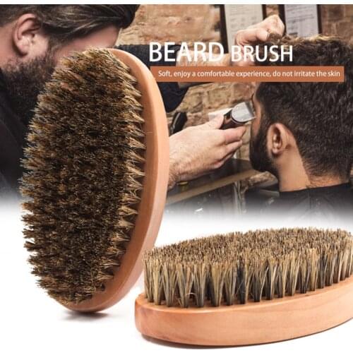 1pcs Bristle Brush Men Beard Brush Oval Wooden Handle Cleaning Brush Beard Shaping Tool Beard Comb Brush for face care tool