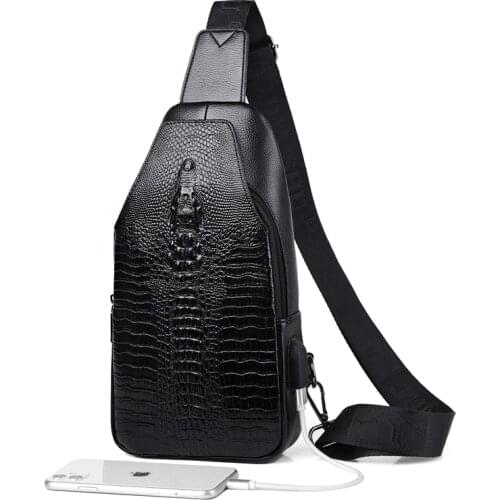 Men Shoulder Bag Luxury Fashion Usb Charging Leather Waterproof Backpack Mens Side Messenger For Cross Body Chest Bag Supreme