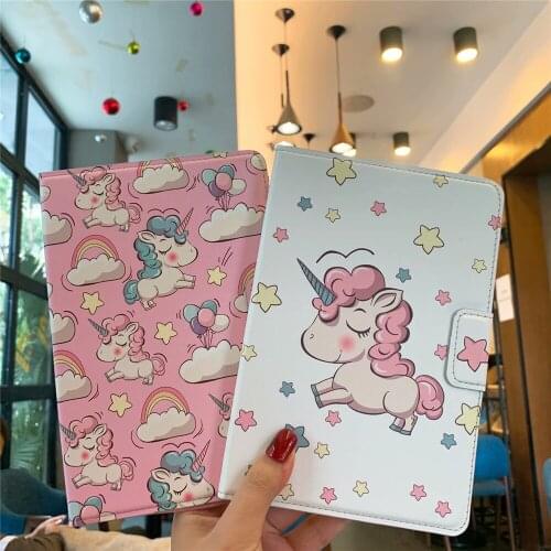 Cartoon Unicorn iPad Case For iPad 2 3 4 Mini 1 2 3 4 5 Air 1 2 10.5 Pro 9.7 10.5 2017 2018 Leather Filp Tablet PC Cover