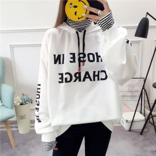 Spring Autumn Hoodies Women C Thin splice Long Sleeve White Womens Pullover Letter Printed Hooded Students Ladies Sweatshirts