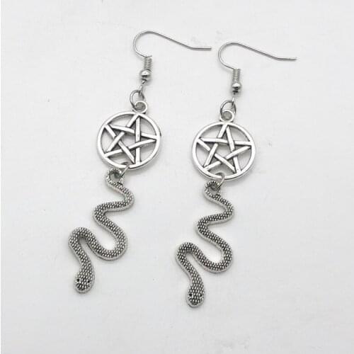Snake Pentacle Earrings,Witch, Pagan, Alternative, Gothic For Women Trendy Punk egirl grunge goblincore emo accessories