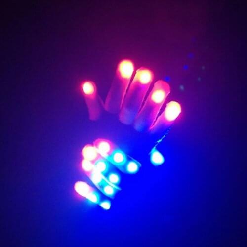 1Pair LED Light Up Hand Finger Gloves Halloween Christmas Costume Dance Concert Supplies