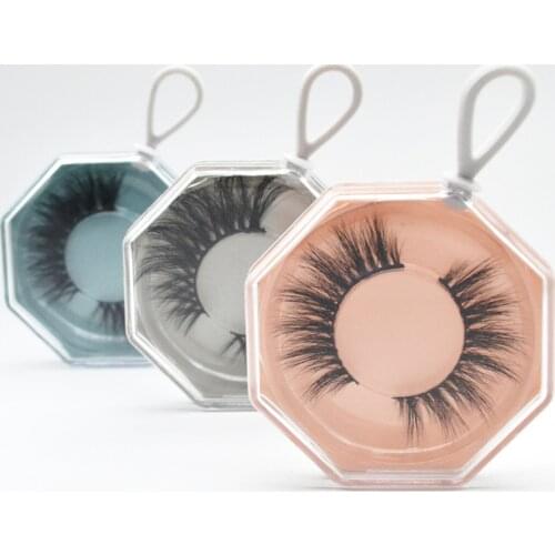 1pc False Eyelash Box Acrylic Polygonal Keychain Portable Empty Lash Package Case With Tray Container Box Makeup Eyelash Storage