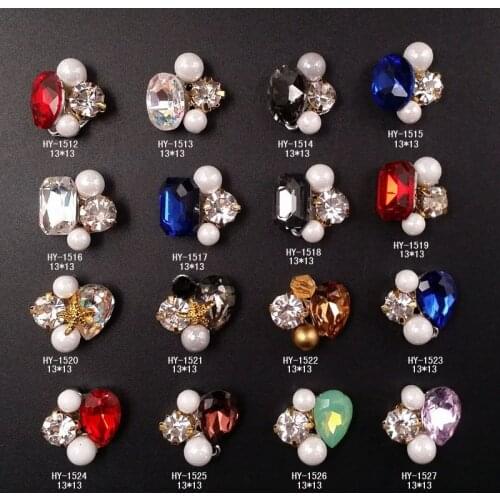 10 Pcs Charm Crystal Pearl 3D Nail Art Rhinestone Decorations Alloy Shiny Jewelry Glitter Manicure Design Accessories 13*13MM