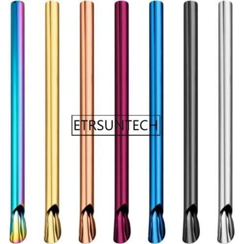 100pcs Straw Spoon Reusable Portable Durability Stirring Spoon Convenient Drinking Straw Stainless Steel Tableware