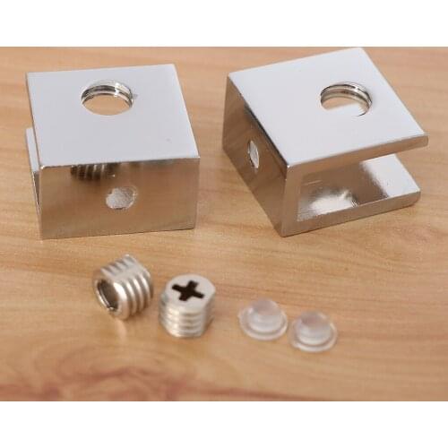 2pcs Square & Rectangular Shape Adjustable Glass Clamp Shelf Support Brackets for Bathroom Office Seat Isolation