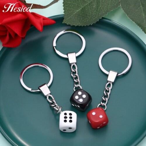 3 Piece Hesiod New Arrival Red Black And White Three-color Dice Key Chain Silver plated Suitable For Everyone