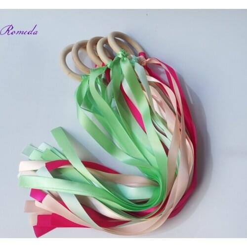 Free Shipping Kids Birthday Party Favor- Wood Ring Toy -Ribbon Hand Kites- Waldorf Toy- A Discounted Party Favor Pack