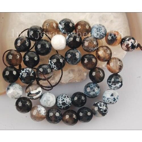 Free shipping Women 10mm Black Smoke Carnelian Faceted Ball Loose Beads FG6149