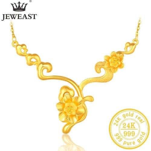 JLZB 24K Pure Gold Necklace Real AU 999 Solid Gold Chain Beautiful Upscale Trendy Classic Party Fine Jewelry Hot Sell New 2020