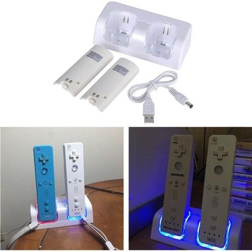 Battery Charger Dock For Nintendo WII Gamepad Battery Charging Pack Station Dock Remote Controller Battery Dual Chargers H7A1