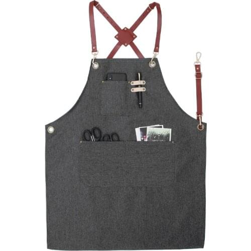 Coffee tea shop apron florist barber Japanese style restaurant bar denim aprons male men and women apron print logo