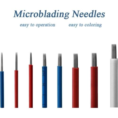 50pcs Microblading Needles 3rl 5rl 14rl Disposable Tattoo Round Needle for Permanent Makeup Fog Manual Pen Microblading Tools