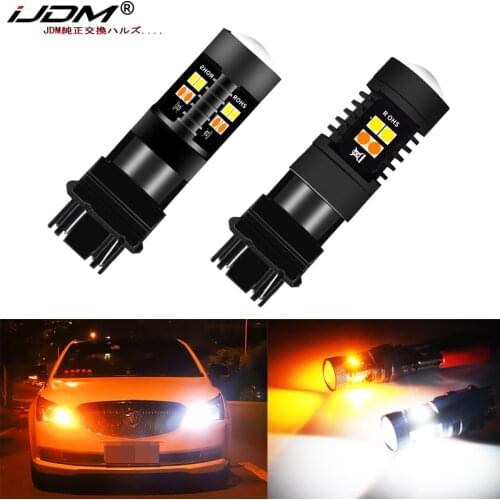 IJDM Extremely Bright 3030 Chipsets White/Yellow 3157 3155 T25 Switchback LED Bulbs with Projector For Turn Signal Lights DRL
