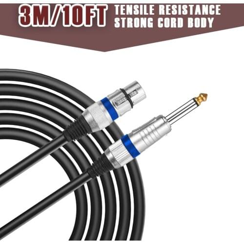 NAOMI 6.35mm 1/4" Mono To XLR Female Microphone Cable Aux Wire For Microphones Speakers Sound Consoles Amplifier