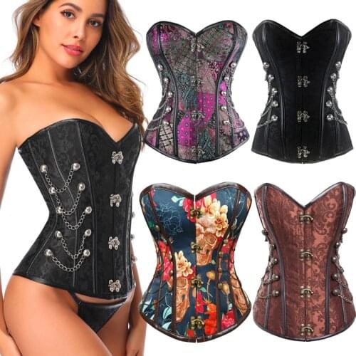 Steampunk Corset Sexy Gothic Women Leather Bustier Top Plus Size Overbust Corselet Vintage Retro Corsets Slimming Waist Trainer