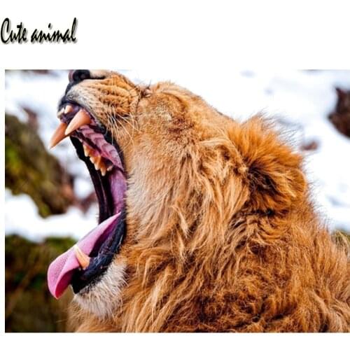 Full Drill Round 5D Diamond Painting Lion Animal Diy Handmade Gift Decoration Cross Stitch Beast Diamond Mosaic Embroidery New