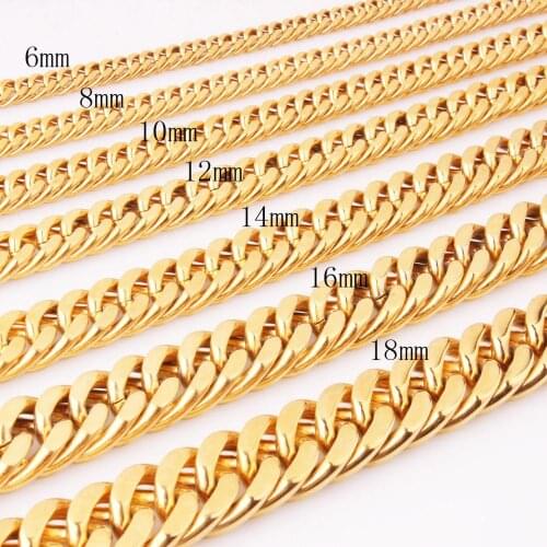 Charming Gold Stainless Steel Hand Made Cuban Curb Link Chain Mens Womens Necklace/Bracelet Unisexs New Jewelry 7-40inch