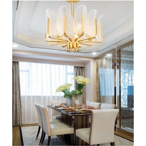 Leaf bedroom living room dining room porch bar cloakroom post-modern feather chandelier model room villa chandelier led