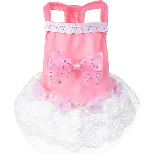 Cute Lace Pet Dresses Dog Dress Pet Cat Clothing Puppy Tutu Shirt Spring Dress Puppy Skirt Summer Bowknot Clothing Free Shipping