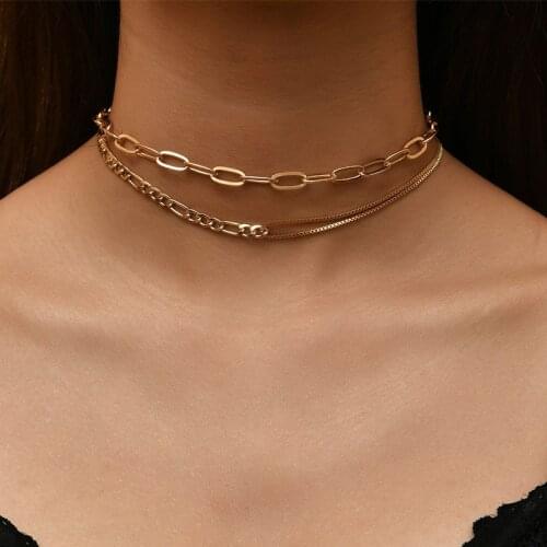 Fashion Vintage Gold Chain Choker Necklace for Women Men Punk Statement Clavicle Necklace Party Jewelry Accessories