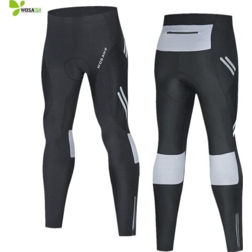 WOSAWE Slim Mens Cycling MTB Pants Windproof Breathable Quick Dry Mountain Bike Trousers Gel Padded Reflective Bicycle Pants