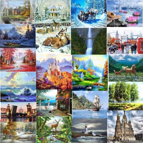 R10694 Horse Forest Landscape cross stitch kit people 18ct 14ct 11ct count canvas stitches embroidery DIY handmade needlework