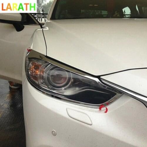 For Mazda 6 Atenza 2013 2014 2015 Third Generation ABS Chrome Front Headlight Lamp Shade Cover Trims Auto Accessories 2pcs/set