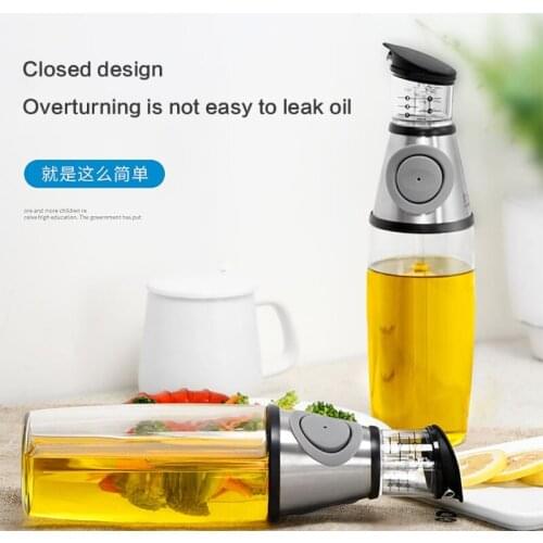 2021 New Vinegar Cruet with Pourer Drip-Free Pourer Easily Control Fat Intake Oil Dispenser Press Measure Oil Dispenser Bottle