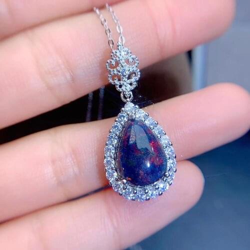New Coming Luxury Black Opal necklace pendant 100% Natural Pink Opal pendants 925 sterling silver jewellery