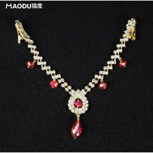 New fashion quality Children Latin dance red diamond hair accessories earrings for girl/kids, vogue dancing accessories MD6501