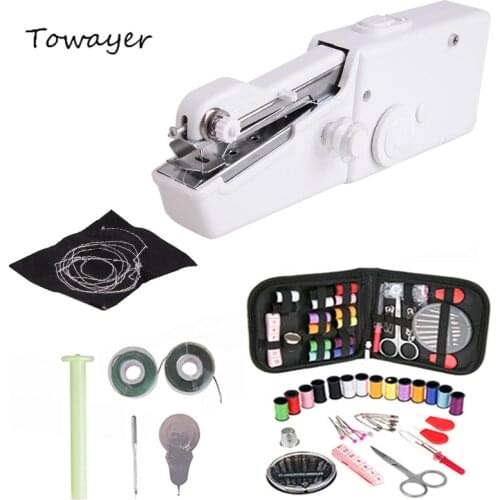 Portable Mini Hand Sewing Machine Electric Sewing Stitch Sew Needlework Cordless Clothes Fabric Electronic Sewing Household DIY