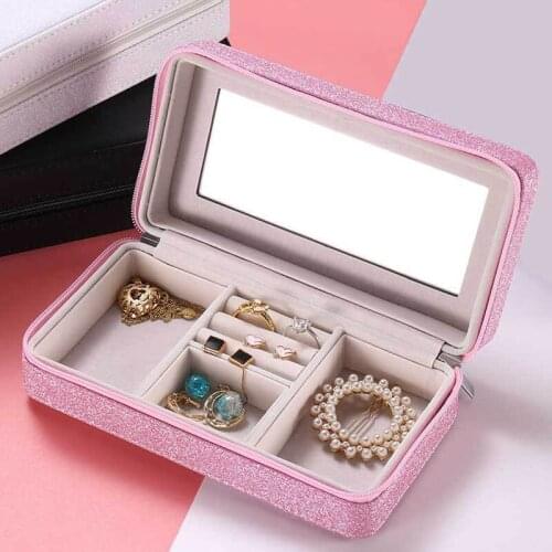 PU Leather Portable Women Jewellery Gift Box Organizer Earrings Ring Necklace Packaging Storage Makeup Case Bag