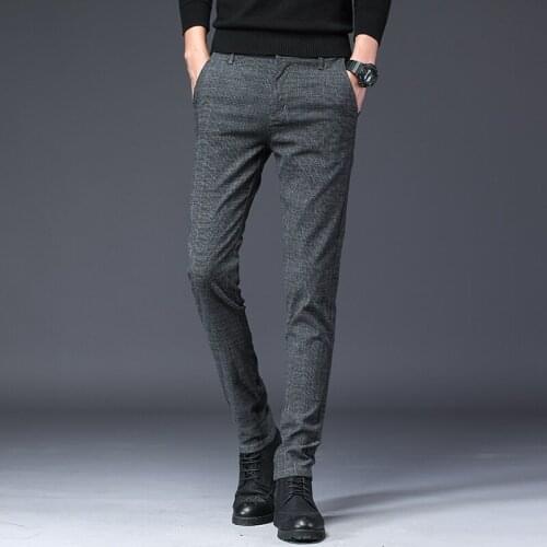 Casual pants mens autumn and winter new Korean version of the trend of youth all-match Slim feet pants mens stretch black long