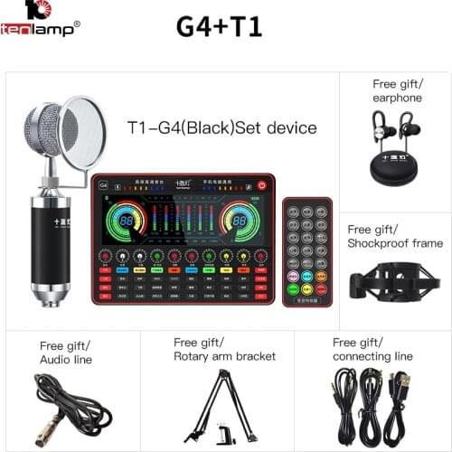 Live Sound Card G4 T1 Microphone Sound Mixer Board Live Streaming Webcast Audio Mixer Sound Card Sound Card For Phone Computer