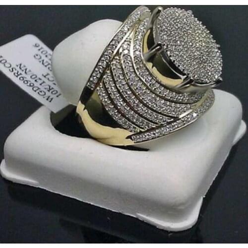 Luxury Shiny Zircon Rings for Men Fashion Metal Gold Color Male Jewelry Party Engagement Anniversary Wedding Finger Ring