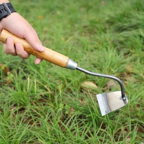 Wooden Handle Hoe Handheld Weeding Rake Planting Vegetable Accessories Farm Garden Agriculture Tool Trapezoid Shape Hoe Spot