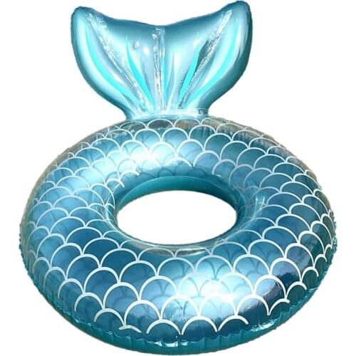 Swimming Mermaid Float Inflatable Mermaid Swimming Ring With Backrest Swimming Laps Floating Ring Inflatable Lounge Raft Toys
