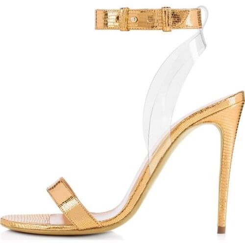MKKHOU Fashion Sandals Women New Golden Snake Pattern Classic Word Stiletto 12cm High Heels Ladies Summer Shoes Wedding Shoes