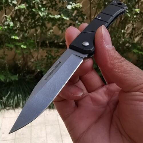 Folding 7Cr13 Black Steel Combat Knife Tactical Pocket Knives for Camping Hunting Survival Outdoor Activities Mens Gift