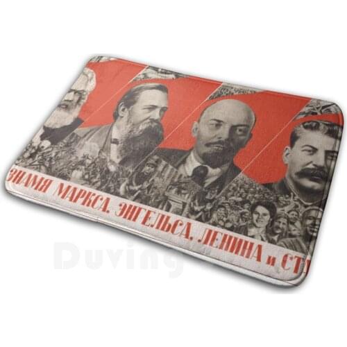Soviet Poster Propaganda Ussr Leaders Soft Non-Slip Mat Rug Carpet Cushion Soviet Propaganda Ussr Stalin Lenin Marx